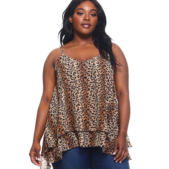 4x-6x New Plus Size Leopard Print Blouse Top - Picture 3 of 7